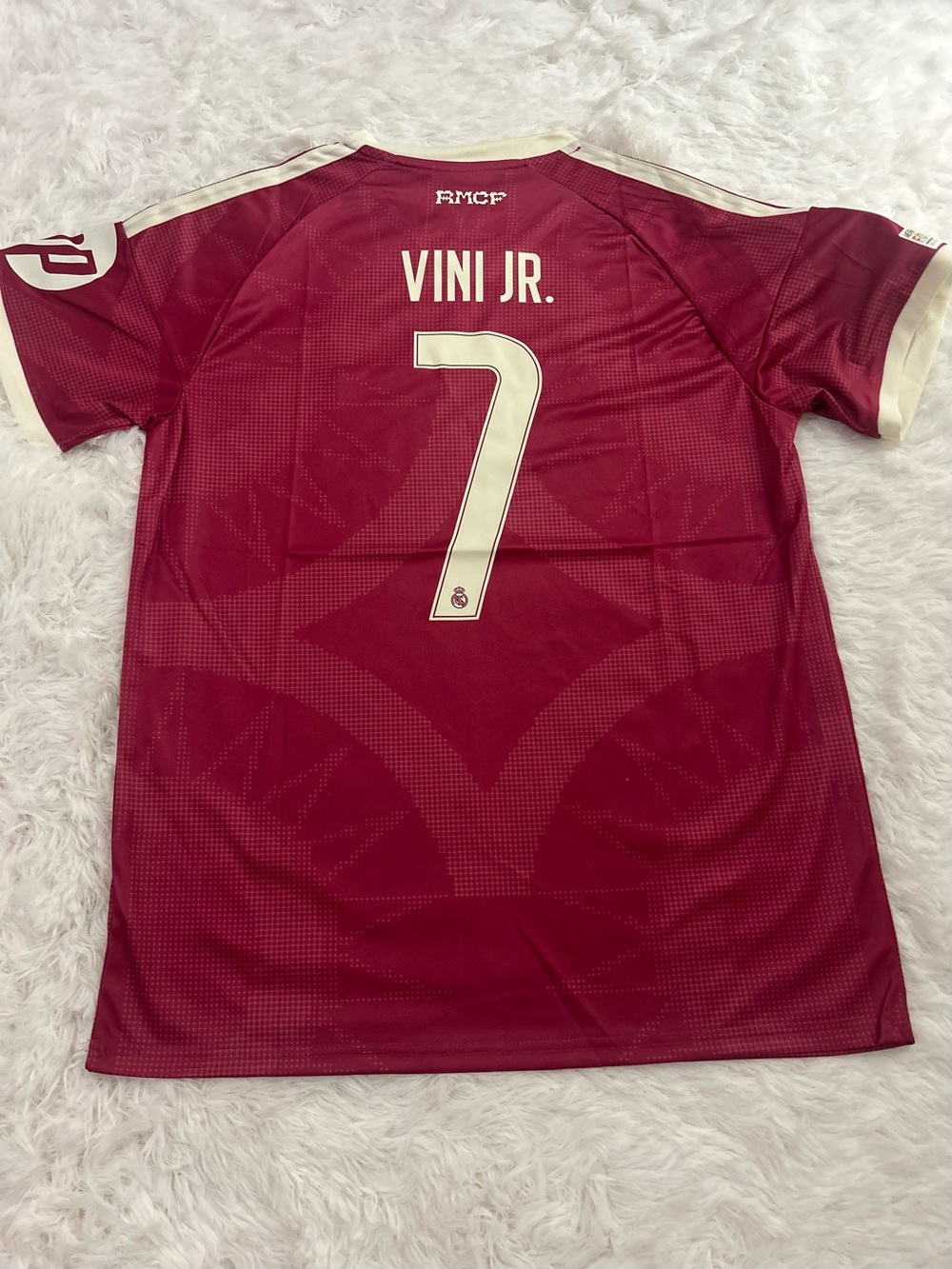adidas Men's Maroon Vini Jr. #7 Soccer Jersey with Cream Accents
